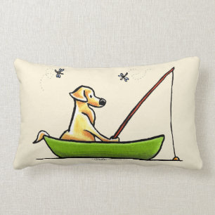 Yellow Lab Fishing Lumbar Cushion