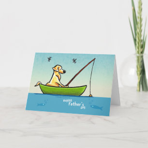 Yellow Lab Fishing Off-Leash Art™ Fathers Day Card