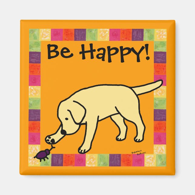 Yellow Lab Friendly Cartoon Labrador Magnet (Front)