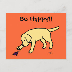 Yellow Lab Friendly Cartoon Labrador Postcard