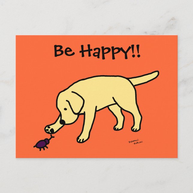 Yellow Lab Friendly Cartoon Labrador Postcard (Front)