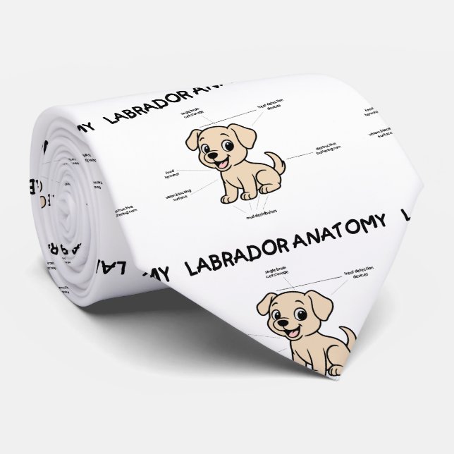 Yellow Lab Funny Cartoon Anatomy Tie (Rolled)