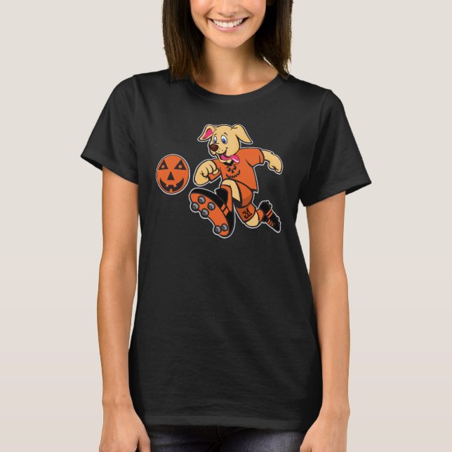 Yellow Lab Golden Retriever Dog Halloween Soccer B T-Shirt (Front)