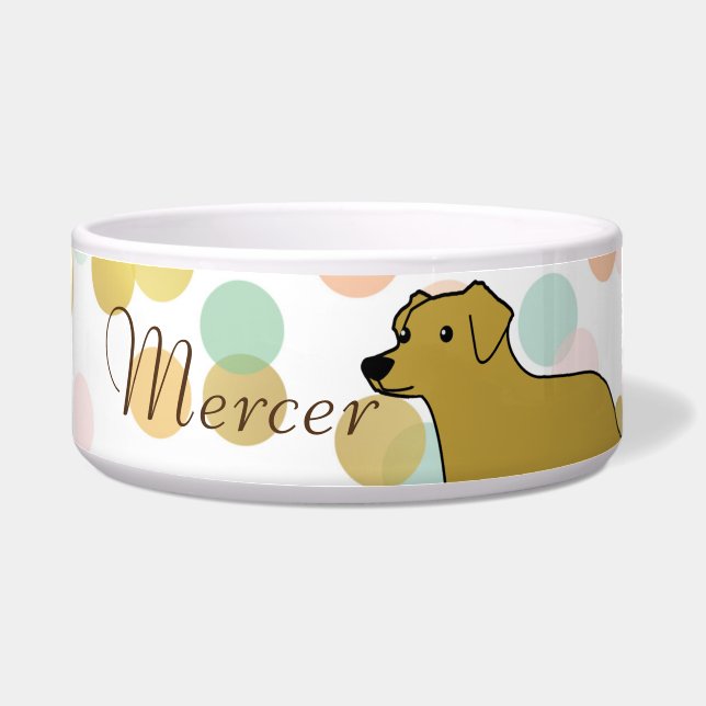 Yellow Lab Golden Retriever Pet Bowl (Front)