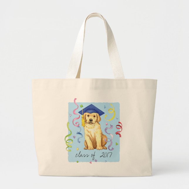 Yellow Lab Graduate Large Tote Bag (Front)