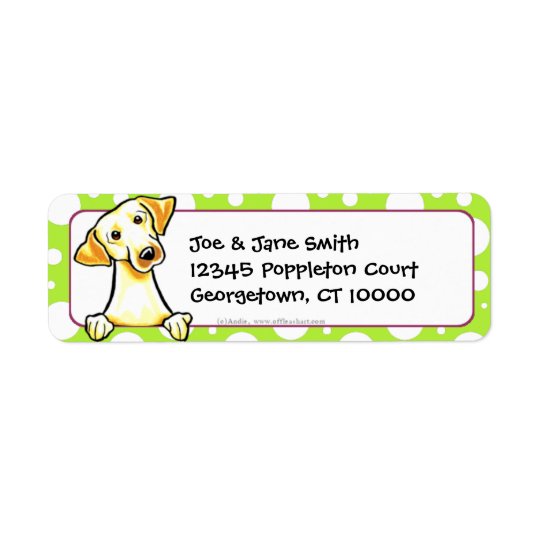 Yellow Lab Green Dots Return Address Label