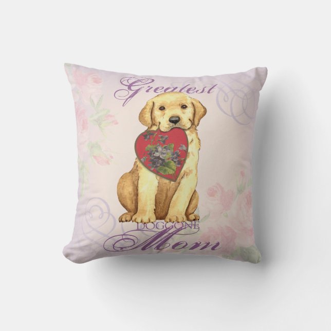 Yellow Lab Heart Mum Cushion (Front)