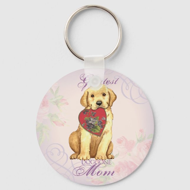 Yellow Lab Heart Mum Key Ring (Front)