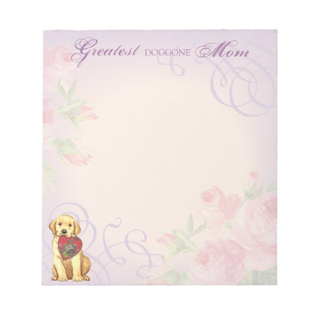 Yellow Lab Heart Mum Notepad (Front)