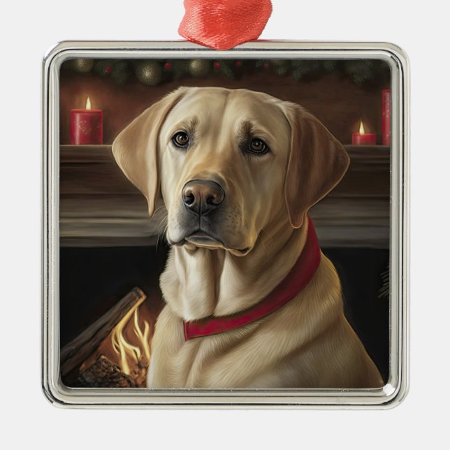 Yellow Lab Holiday Metal Ornament (Front)