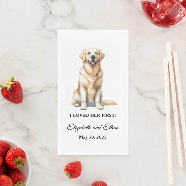 Yellow Lab I Loved Her First Wedding Napkin (Insitu)