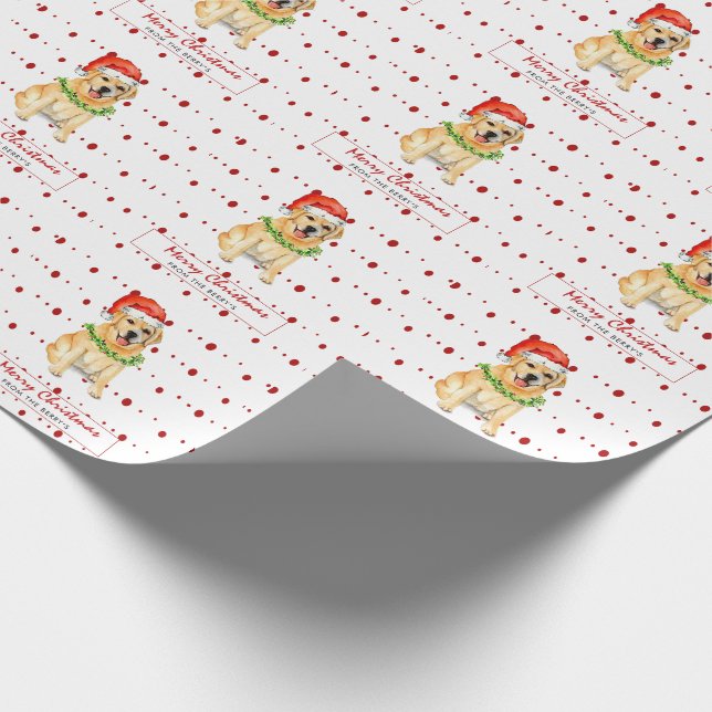 Yellow lab in Santa hat Merry Christmas Wrapping Paper (Corner)