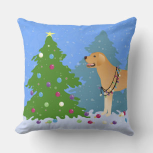 Yellow Lab in the Forest Decorating Christmas Tree Cushion
