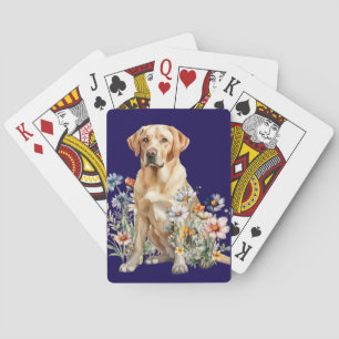 Yellow Lab in Wildflowers Playing Cards