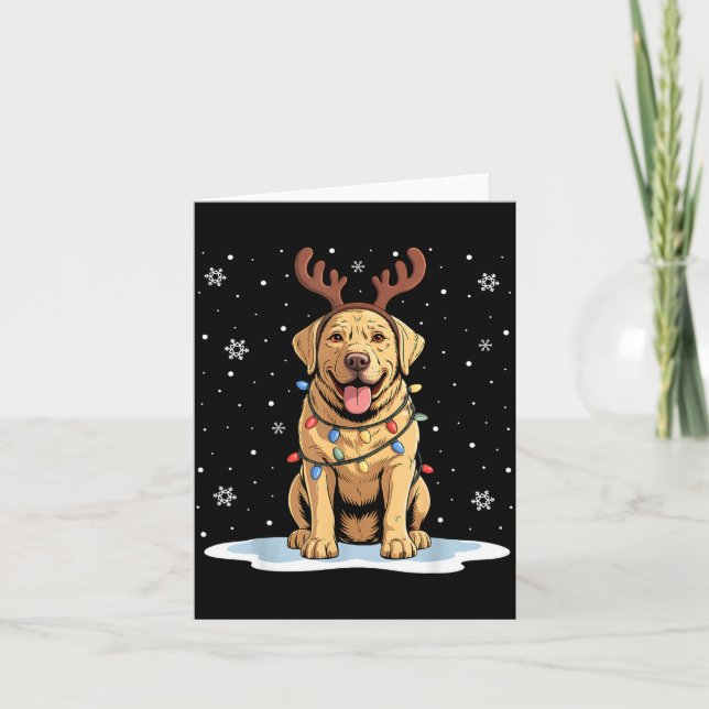 Yellow Lab Labrador Christmas Reindeer Dog Lover X Card (Front)