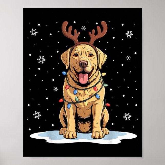 Yellow Lab Labrador Christmas Reindeer Dog Lover X Poster (Front)