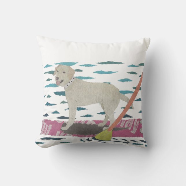 Yellow Lab, Labrador Retriever, Beach Dog Cushion (Front)