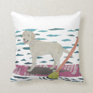 Yellow Lab, Labrador Retriever, Beach Dog Cushion