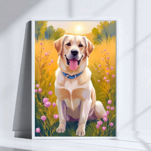 Yellow Lab Labrador Retriever Dog Pet Painting Poster