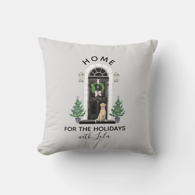 Yellow Lab Labrador Retriever Holiday Christmas Cushion (Front)