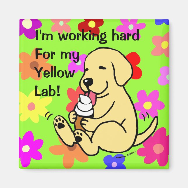 Yellow Lab Licking Ice Cream Magnet (Front)