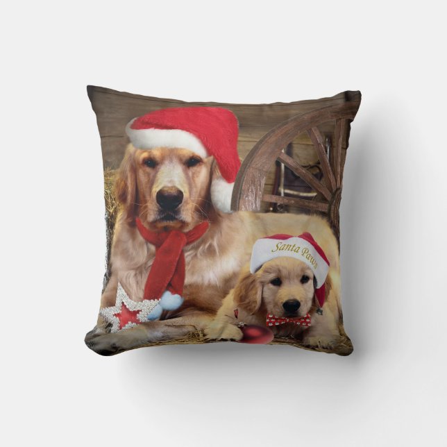 Yellow Lab Merry Christmas Holiday Pillows (Front)