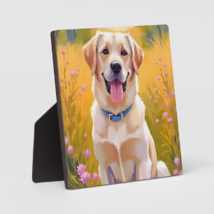 Yellow Lab Painting Labrador Retriever Dog Art Plaque