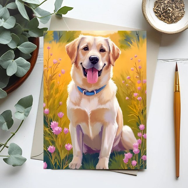 Yellow Lab Painting Labrador Retriever Dog  Postcard (Creator Uploaded)