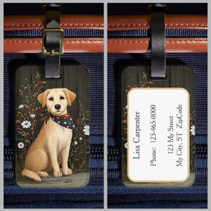 Yellow Lab Patriotic Cute Dog Labrador Retriever Luggage Tag