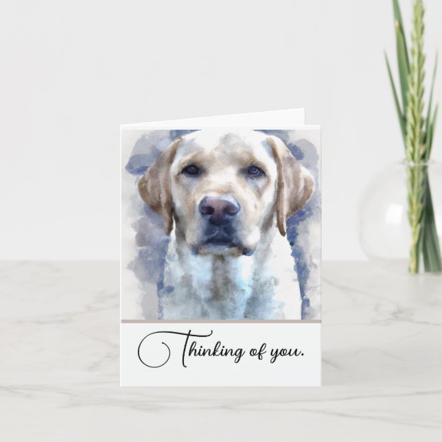 Yellow Lab Personalised Thinking Of You Note Card (Front)