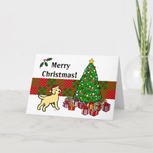 Yellow Lab Puppy and Christmas Tree Holiday Card