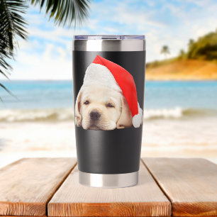 Yellow Lab Puppy Cute Santa Hat Image Christmas Do Insulated Tumbler