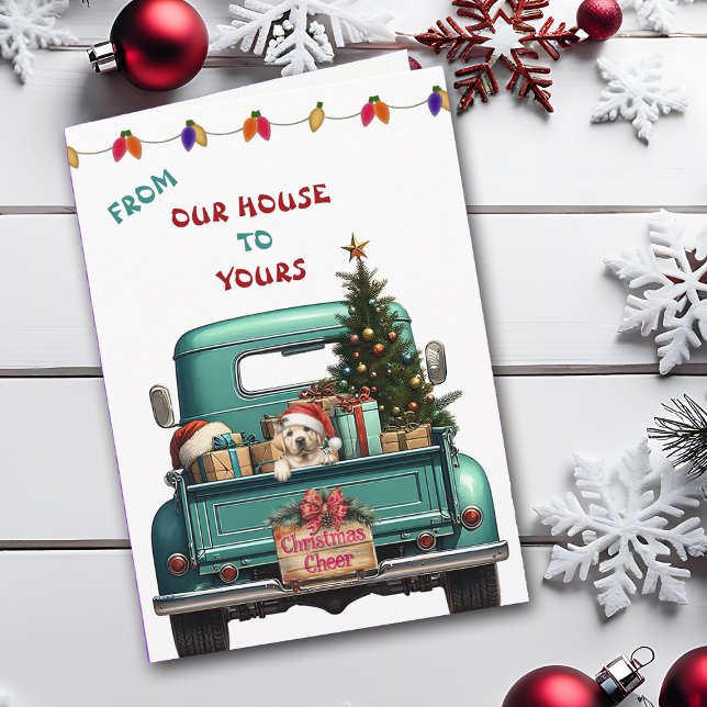 Yellow Lab Puppy Farm Truck Christmas Card (Creator Uploaded)