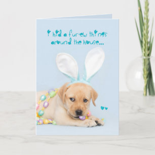 Yellow Lab Puppy Hid a Few things... easter Holiday Card