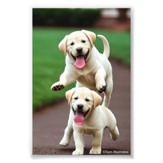 Yellow Lab Puppy Satin Photo Enlargement  Print (Front)