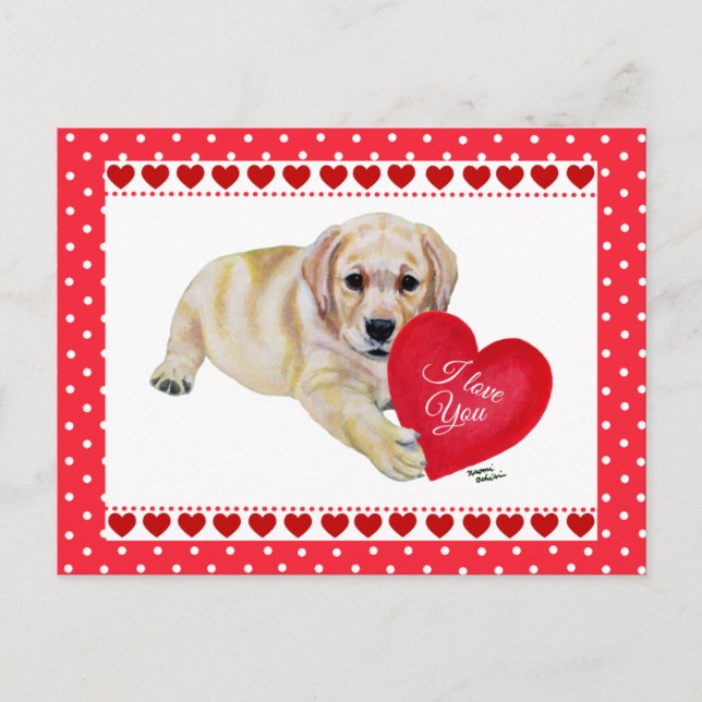 Yellow Lab Puppy Valentine's Day card (Front)