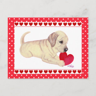 Yellow Lab Puppy Valentine's Day card