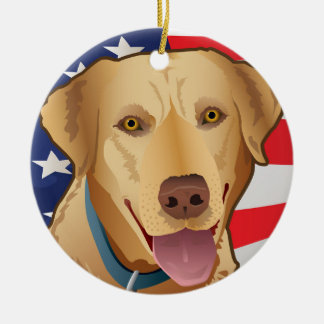 Yellow Lab Retriever of America Ceramic Tree Decoration