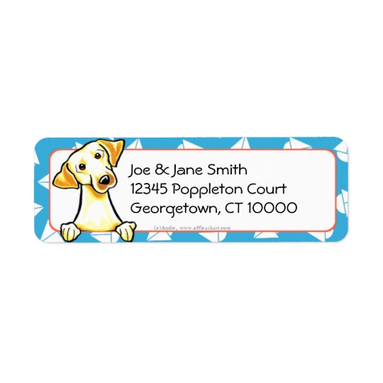 Yellow Lab Sailboats Blue Return Address Label