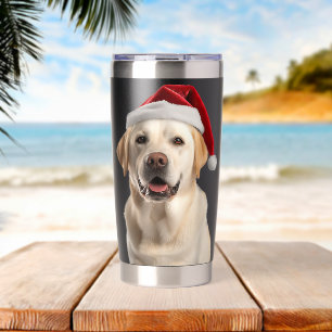 Yellow Lab Santa Hat Christmas Dog Cute Labrador R Insulated Tumbler