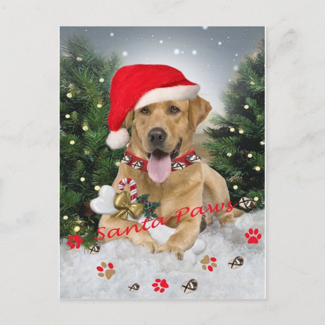 Yellow Lab Santa Paws Card (Front)