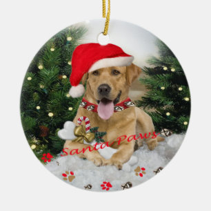 Yellow Lab Santa Paws Ornament