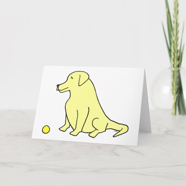 Yellow Lab “Sit. Stay. Have A Ball.” Fun Birthday Card (Front)