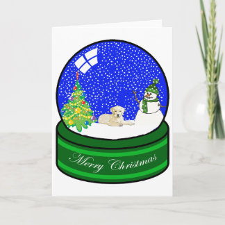 Yellow lab snow globe holiday card