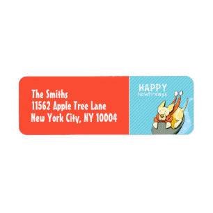 Yellow Lab Snow Sled Modern Christmas Return Address Label