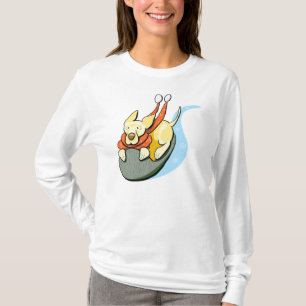 Yellow Lab Snow Sled Modern T-Shirt