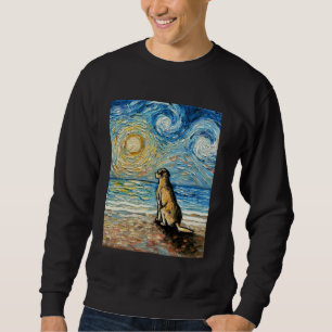 Yellow Lab Starry Night Beach Sunset Labrador Dog Sweatshirt