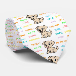 Yellow Lab Traits Cartoon Tie