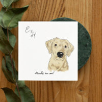Yellow Lab watercolor Wedding Cocktail Napkins