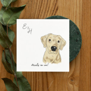 Yellow Lab watercolor Wedding Cocktail Napkins